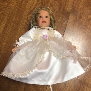 Elegant White Doll with Blonde Hair